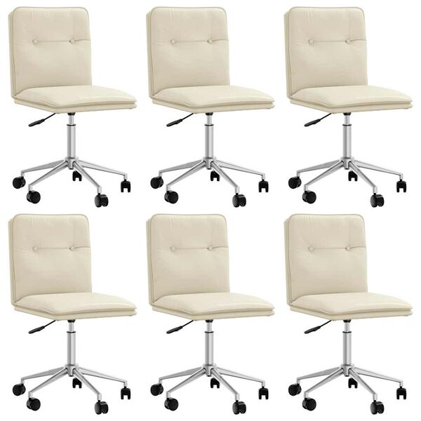 vidaXL Sillas de comedor 6 unidades cuero sint&eacute;tico color crema