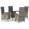 vidaXL Set comedor jard&iacute;n 5 pzas y cojines rat&aacute;n sint&eacute;tico negro gris