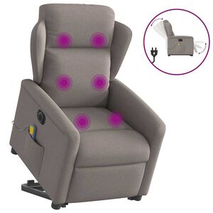 vidaXL Sill&oacute;n de masaje el&eacute;ctrico reclinable elevable tela taup&eacute;