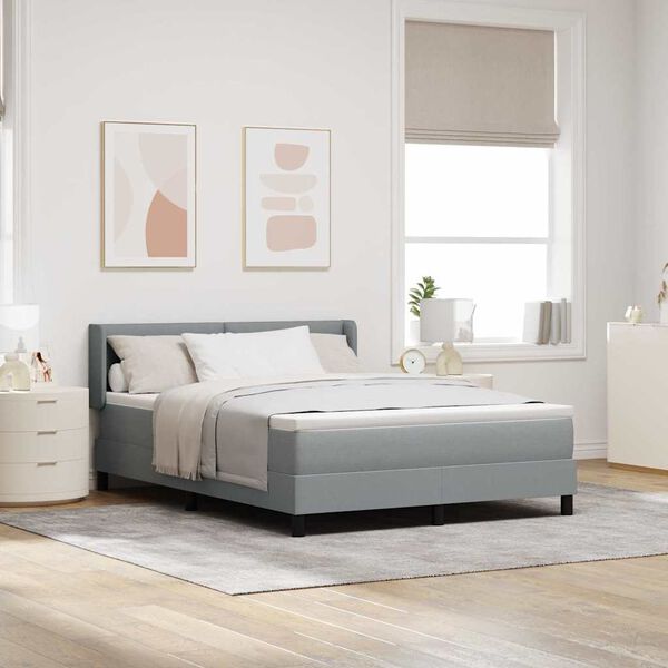vidaXL Cama tipo Box Spring Gris Claro 200 x 160 cm Poli&eacute;ster