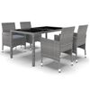 vidaXL Set de comedor de jardín 5 pzas ratán sintético vidrio gris