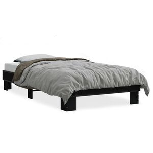 vidaXL Estructura de cama madera de ingenier&iacute;a y metal negro 90x200 cm