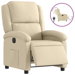 vidaXL Sill&oacute;n reclinable el&eacute;ctrico de tela crema