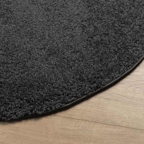 vidaXL Alfombra peluda de pelo largo moderna PAMPLONA negra &Oslash; 80 cm