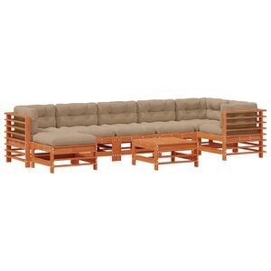 vidaXL Conjunto de Sof&aacute;s de Jard&iacute;n 8 uds. Marr&oacute;n Cera
