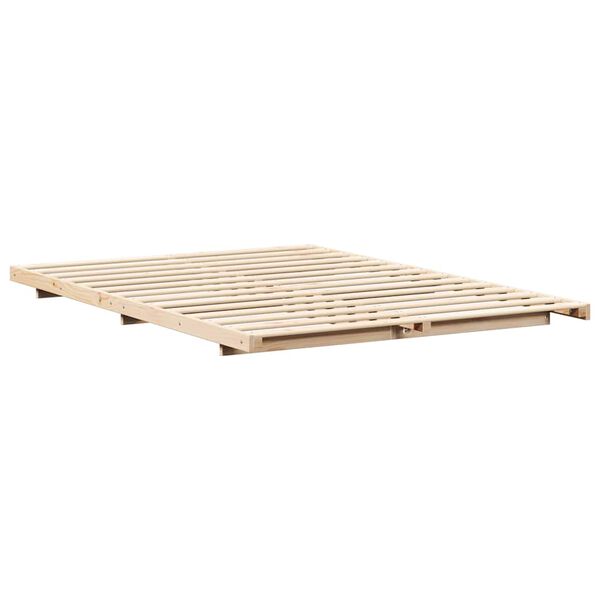 vidaXL Estructura de cama Marr&oacute;n 140 x 200 cm Madera maciza de pino