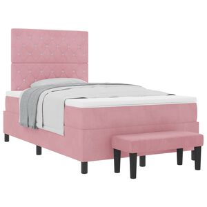 vidaXL Cama tipo Box Spring con colch&oacute;n Rosa 120 x 200 cm Terciopelo