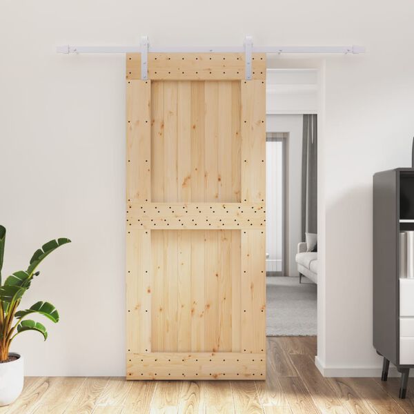 vidaXL Puerta corredera con herrajes madera maciza de pino 90x210 cm