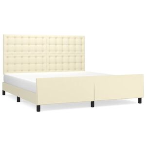 vidaXL Estructura de cama con cabecero cuero sint&eacute;tico crema 180x200cm