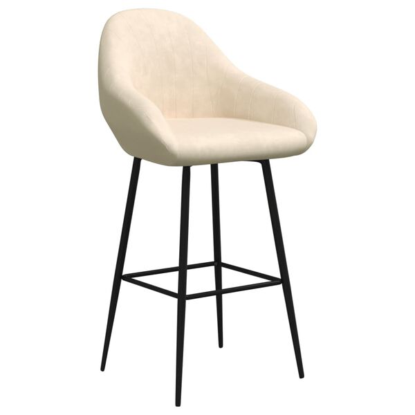 vidaXL Taburetes de cocina 2 unidades terciopelo color crema