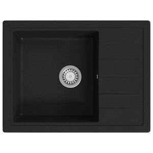 vidaXL Fregadero de cocina con rebosadero ovalado granito negro