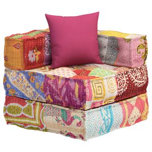 vidaXL Puf modular con coj&iacute;n de tela Patchwork