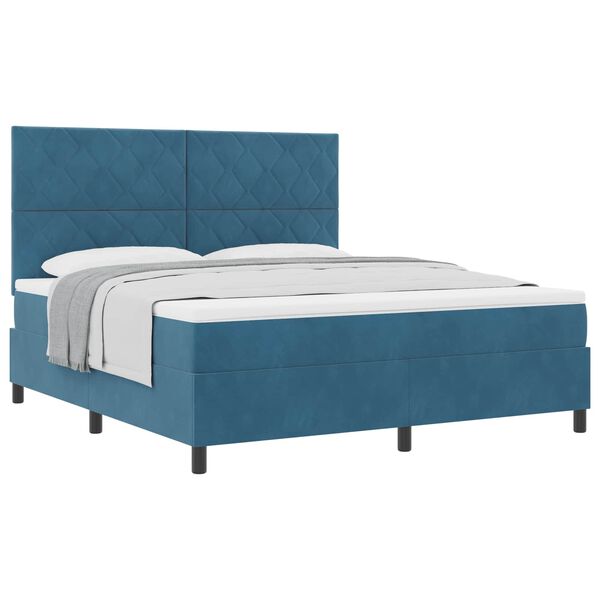 vidaXL Cama tipo Box Spring con colch&oacute;n Azul Oscuro 180 x 200 cm tela