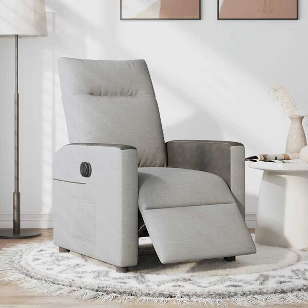vidaXL Sillón reclinable eléctrico de tela gris nube