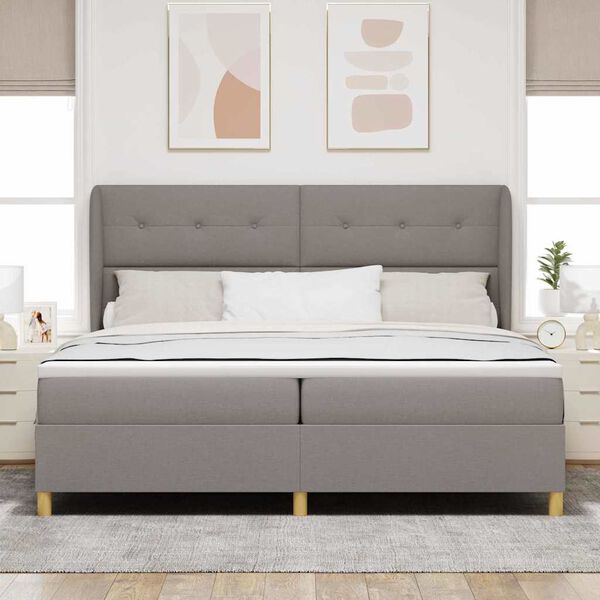 vidaXL Cama con Somier y Colch&oacute;n Gris Oscuro 90x190 cm de Tela Taup&eacute;