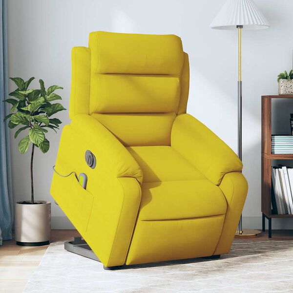 vidaXL Sill&oacute;n reclinable masaje el&eacute;ctrico elevable terciopelo amarillo