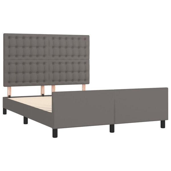 vidaXL Estructura de cama sin colch&oacute;n cuero sint&eacute;tico gris 140x190 cm