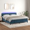 vidaXL Cama box spring colch&oacute;n y LED terciopelo azul oscuro 160x200 cm