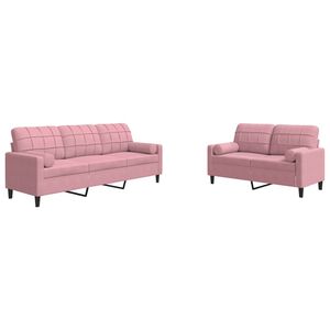 vidaXL Juego de sof&aacute;s con cojines 2 piezas terciopelo rosa