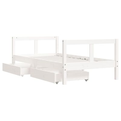 Estructura de cama infantil cajón madera pino blanco 80x160 cm