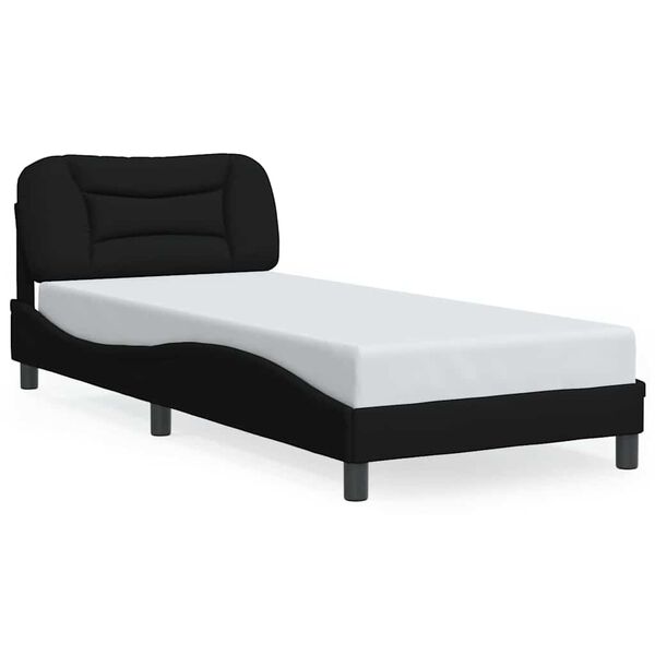vidaXL Estructura de cama sin colch&oacute;n Hvar tela negro 90x200 cm