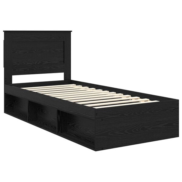vidaXL Estructura de cama Negro 90 x 190 cm Madera de pino macizo