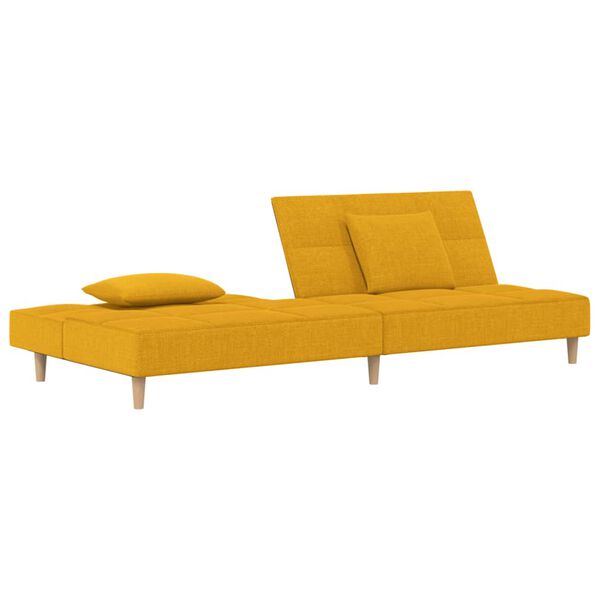 vidaXL Sofá cama de 2 plazas con dos almohadas tela color amarillo