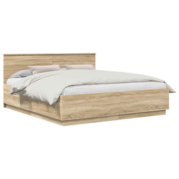 vidaXL Estructura de cama con cabecera Roble Sonoma 200 x 200 cm