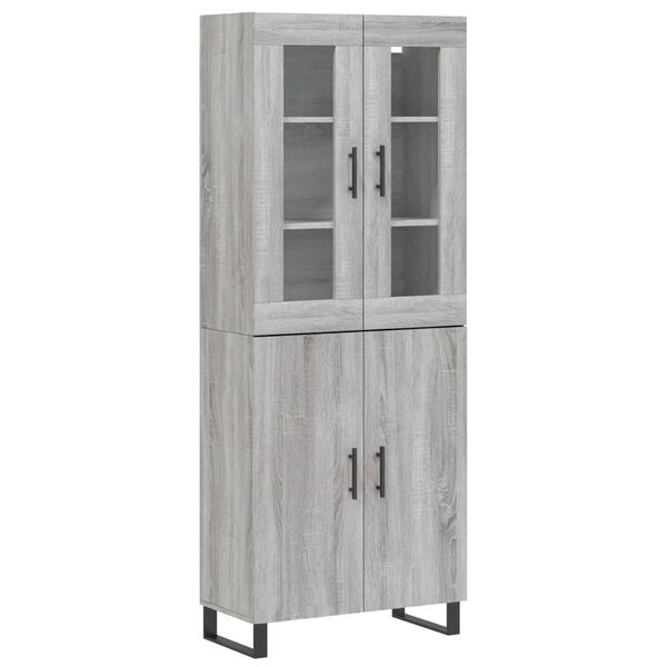 vidaXL Aparador alto madera contrachapada gris sonoma 69,5x34x180 cm