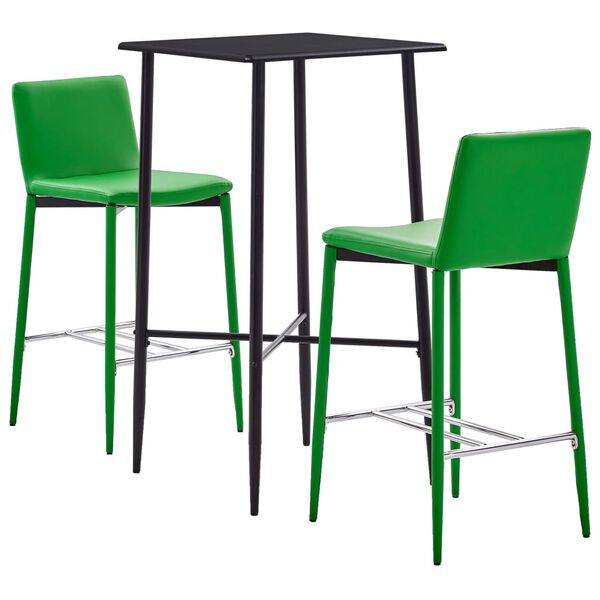 vidaXL Juego de mesa alta y taburetes 3 piezas cuero sint&eacute;tico verde