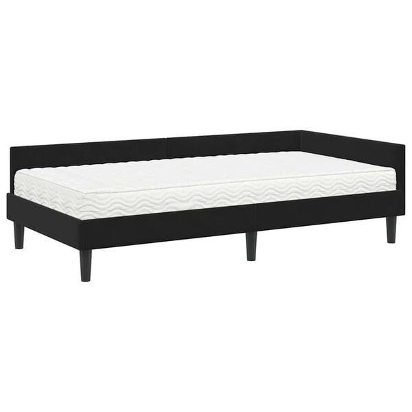 vidaXL Estructura de Cama Esquina con Colch&oacute;n 2 pcs Negro Terciopelo