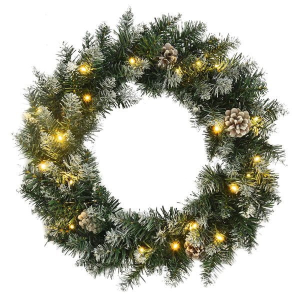 vidaXL Corona de Navidad con luces LED PVC verde 45 cm