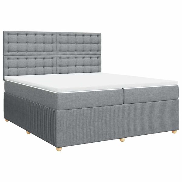 vidaXL Cama box spring con colch&oacute;n tela gris claro 200x200 cm