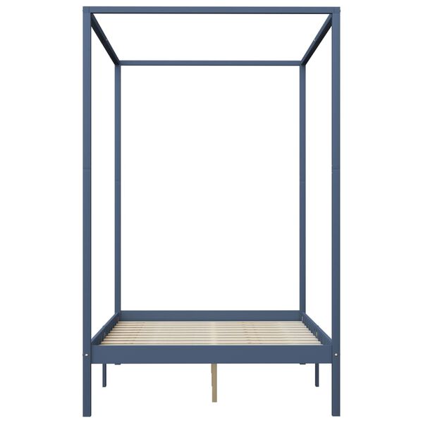 vidaXL Estructura de cama dosel 4 cajones madera pino gris 140x200 cm