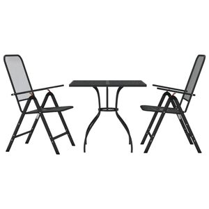 vidaXL Juego de comedor de jard&iacute;n 3 pzas malla met&aacute;lica gris antracita