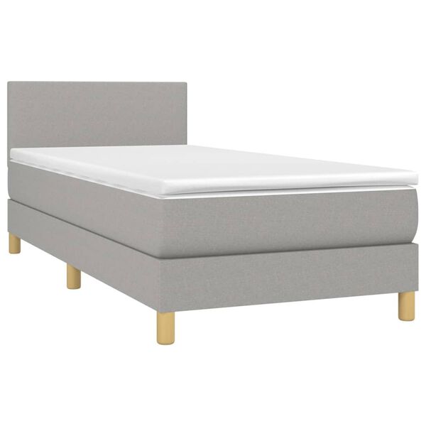 vidaXL Cama box spring con colch&oacute;n tela gris claro 80x200 cm