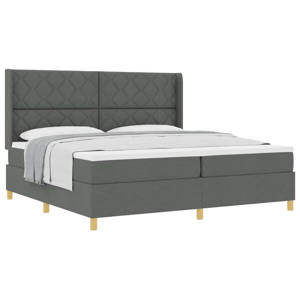vidaXL Cama tipo Box Spring con colch&oacute;n Gris oscuro 200 x 200 cm tela
