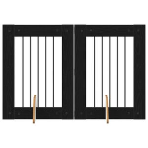 vidaXL Puerta de perro con soportes 2 pcs Roble Negro 60 x 80 cm