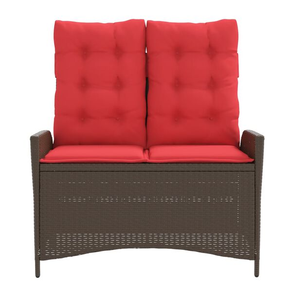 vidaXL Sill&oacute;n reclinable de jard&iacute;n con cojines rat&aacute;n sint&eacute;tico marr&oacute;n