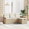 vidaXL Conjunto de sof&aacute; de jard&iacute;n 4 pcs Beige y Crema rat&aacute;n sint&eacute;tico