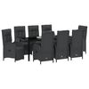 vidaXL Conjunto de Comedor de Jard&iacute;n 9 pcs Negro rat&aacute;n sint&eacute;tico