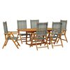 vidaXL Set de comedor de jard&iacute;n 7 pzas rat&aacute;n PE madera acacia gris
