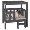 vidaXL Cama para perros madera maciza de pino gris 65,5x50,5x70 cm