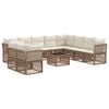 vidaXL Conjunto de sof&aacute;s de jard&iacute;n 11 uds. Beige rat&aacute;n sint&eacute;tico