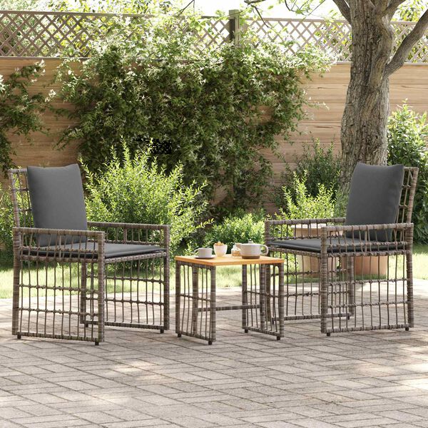 vidaXL Juego de muebles de exterior 3 pcs Negro y Gris oscuro