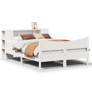vidaXL Estructura de cama sin colch&oacute;n madera maciza blanca 120x190 cm