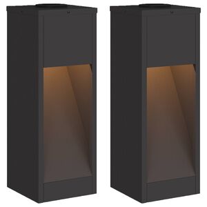 vidaXL Luz de Sendero LED Solar 2 uds. Blanco C&aacute;lido 18 x 18 x 50 cm