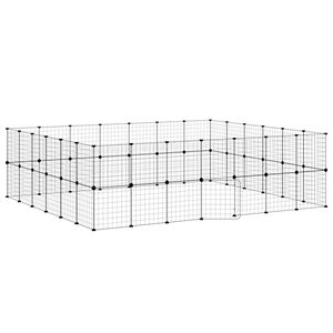 vidaXL Jaula para mascotas de 52 paneles puerta acero negro 35x35 cm