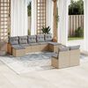 vidaXL Set de sof&aacute;s de jard&iacute;n 9 pzas con cojines rat&aacute;n sint&eacute;tico beige
