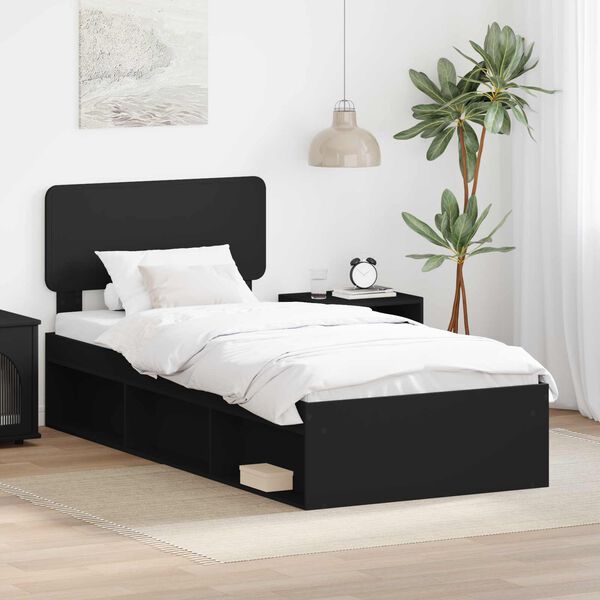 vidaXL Estructura de cama Negro 100 x 200 cm Madera de pino macizo
